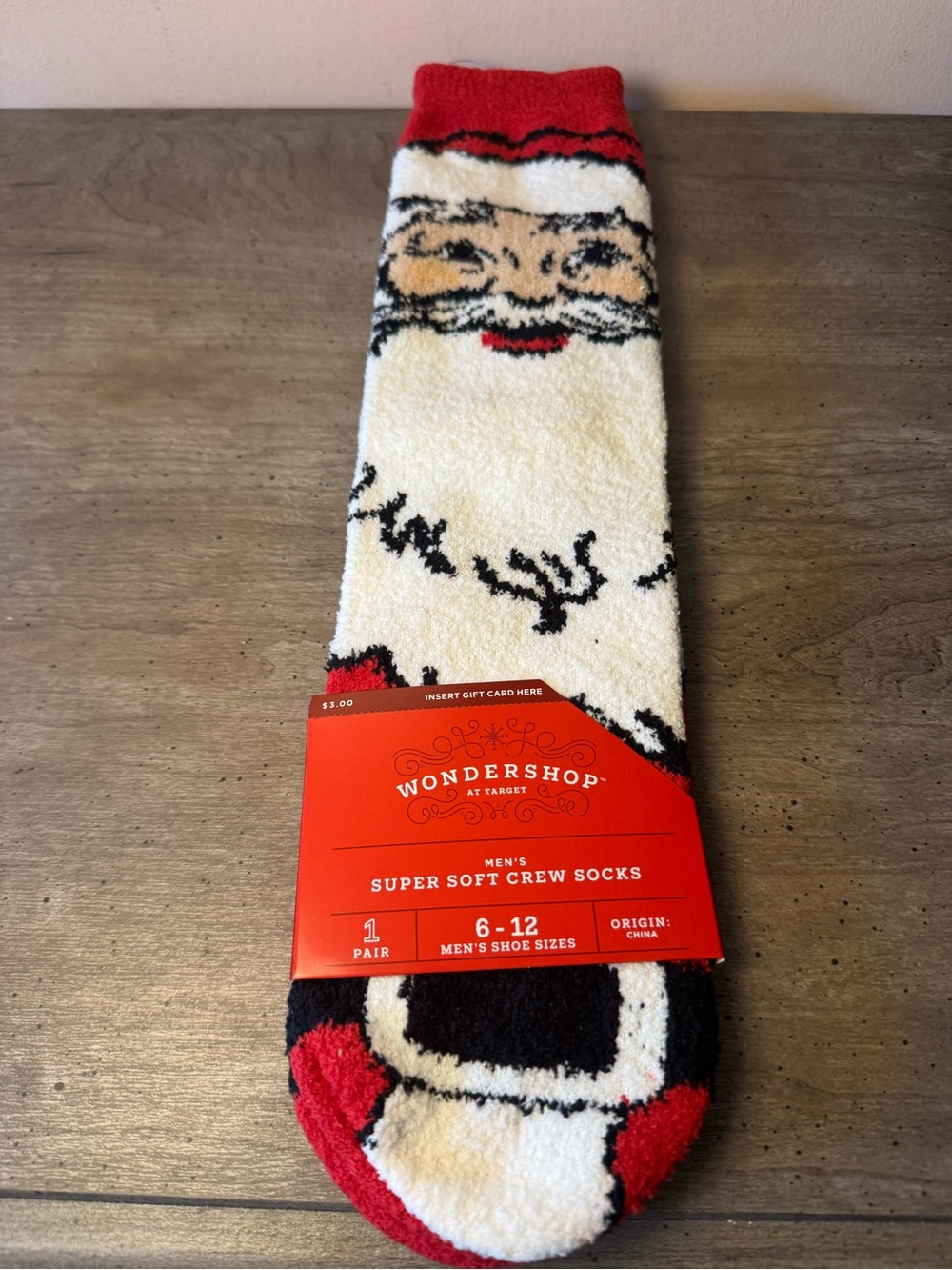 Wondershop Men's Red, White & Black Santa Fuzzy Socks
